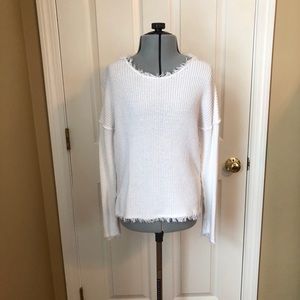 Philosophy, White Frayed Edge Sweater, Size XS